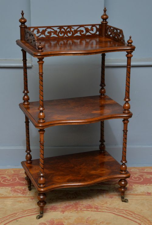 SUPERB VICTORIAN BURR WALNUT WHATNOT SHELVES - ADDITIONAL PHOTO 8