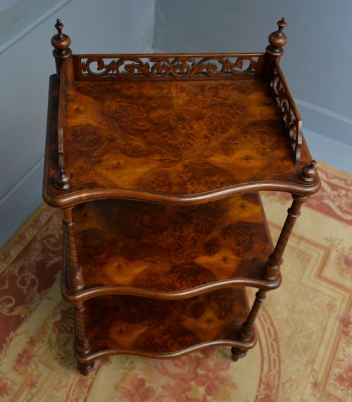 SUPERB VICTORIAN BURR WALNUT WHATNOT SHELVES - ADDITIONAL PHOTO 12