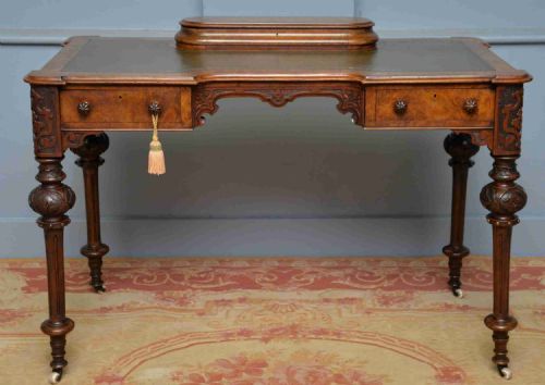 elegant victorian burr walnut ladies writing table desk - CATEGORY: ANTIQUE TABLES - DATED VICTORIAN