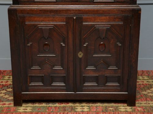 17TH CENTURY CHARLES II OAK CHEST OF DRAWERS ON LATER CUPBOARD - ADDITIONAL PHOTO 4