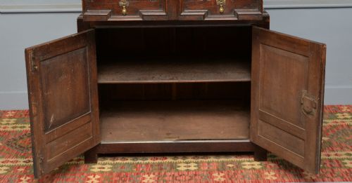 17TH CENTURY CHARLES II OAK CHEST OF DRAWERS ON LATER CUPBOARD - ADDITIONAL PHOTO 10