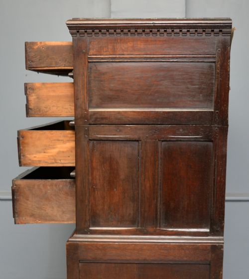 17TH CENTURY CHARLES II OAK CHEST OF DRAWERS ON LATER CUPBOARD - ADDITIONAL PHOTO 16