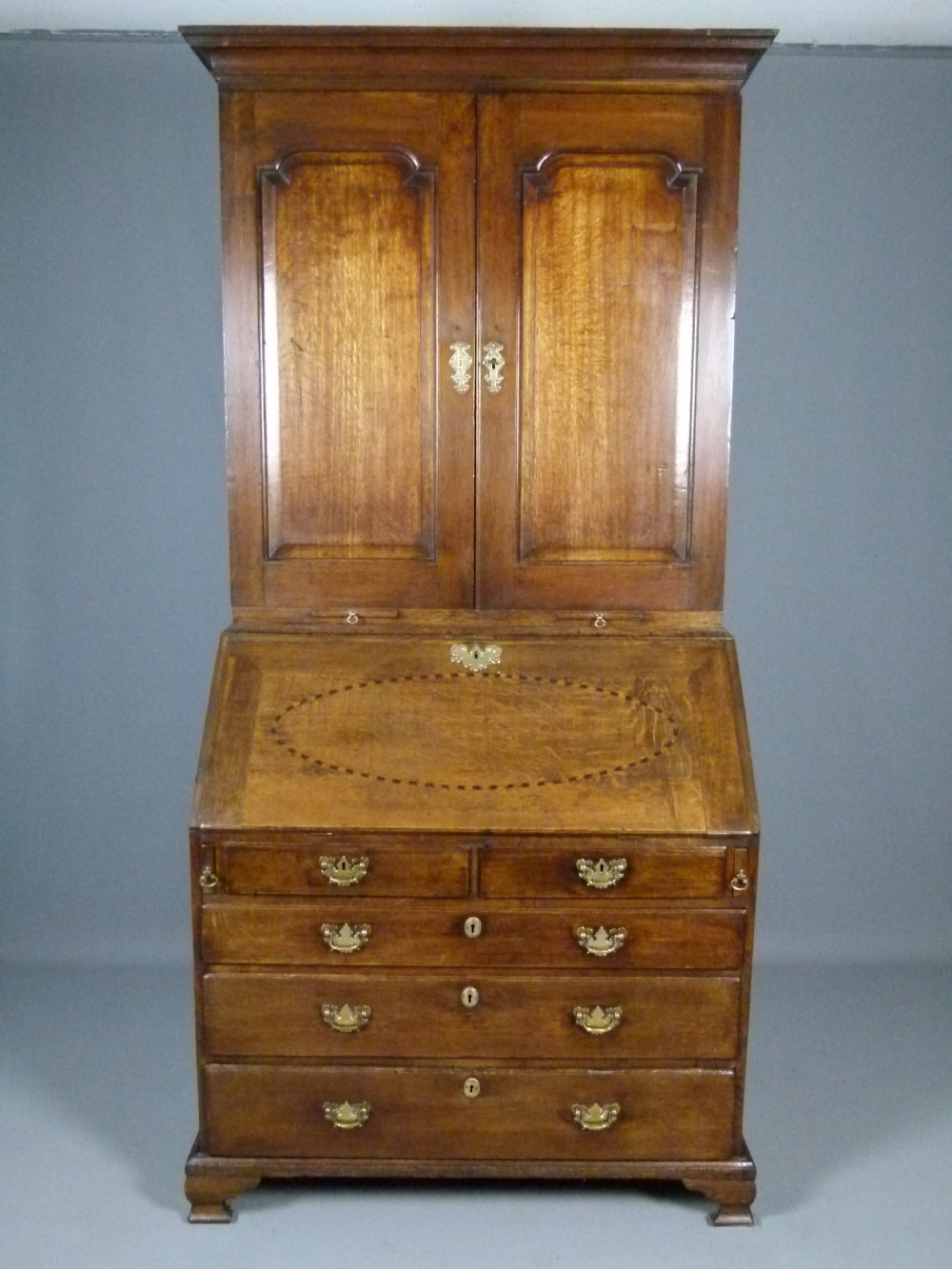 Georgian Oak Bureau Bookcase