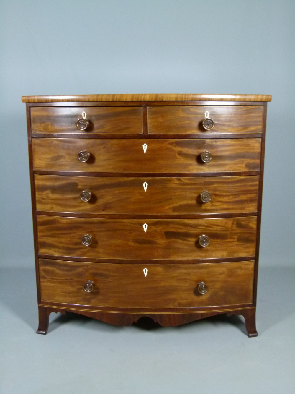 Fine Regency Mahogany Bow-Front Chest Of Drawers