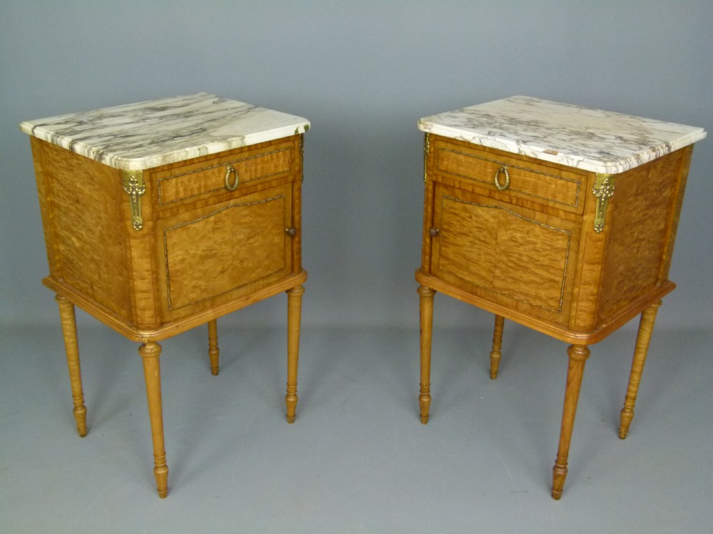 Fine Pair Of French Satinwood Bedside Cabinets.