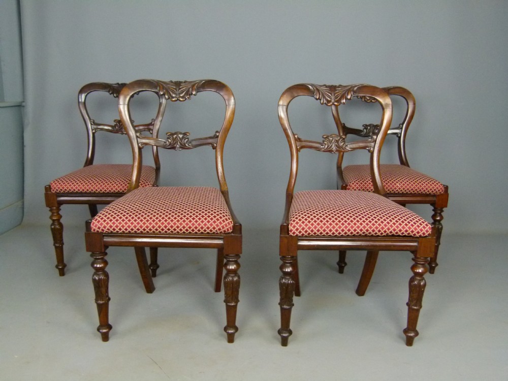 Set Of Four Early Victorian Rosewood Dining Chairs