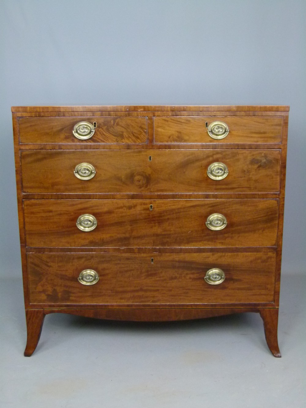 Handsome Caddy-Top Regency Mahogany Chest Of Drawers 