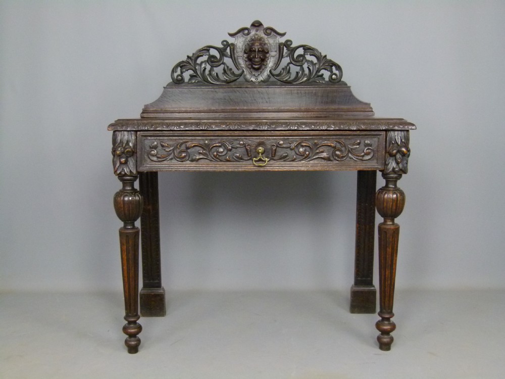 Victorian Carved Oak Hall Console Table