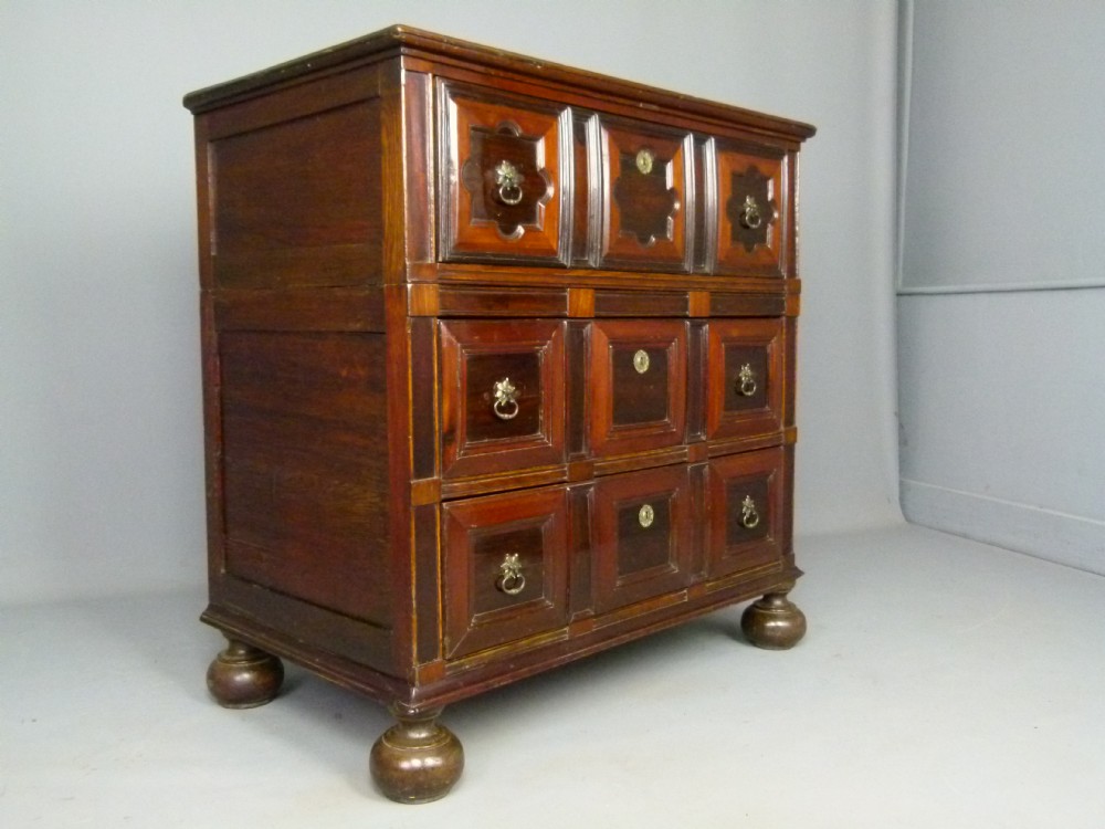 Rare Late 17th Century Oak & Fruitwood Two Part Chest Of Drawers