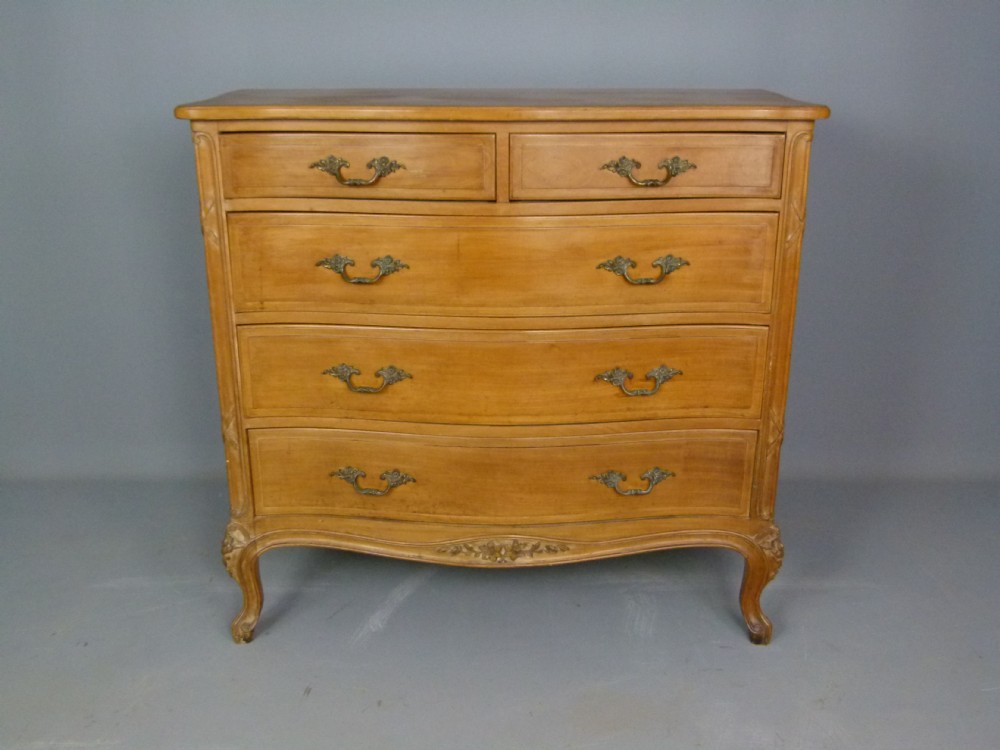 Elegant French Carved Walnut Chest Of Drawers