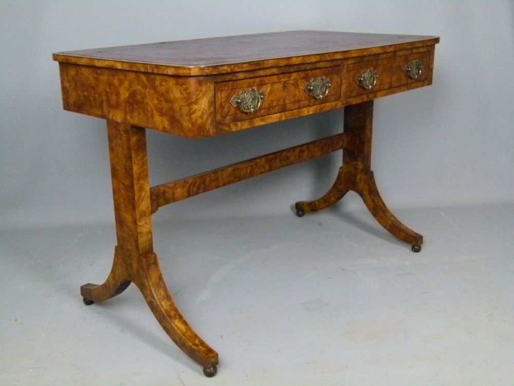Fine 19th Century Burr Walnut Writing Table Desk