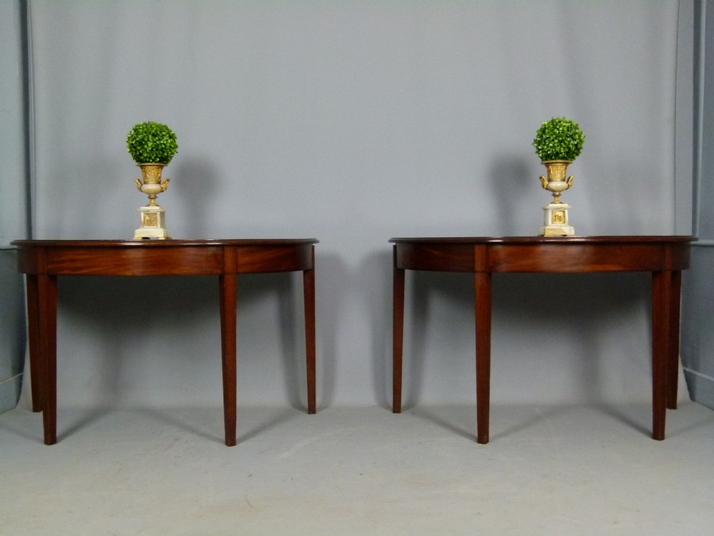 Pair Of Georgian Mahogany Demi-Lune Console Tables