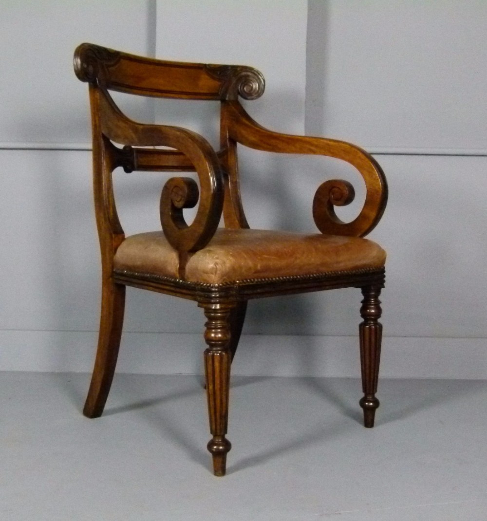 Regency Gentleman`s Mahogany Desk Chair