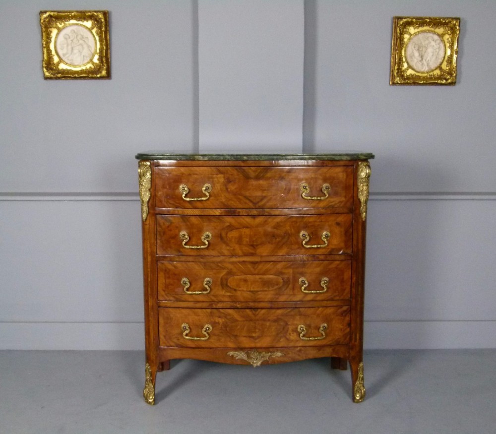 Pretty Early 20th Century French Walnut Commode Chest Of Drawers