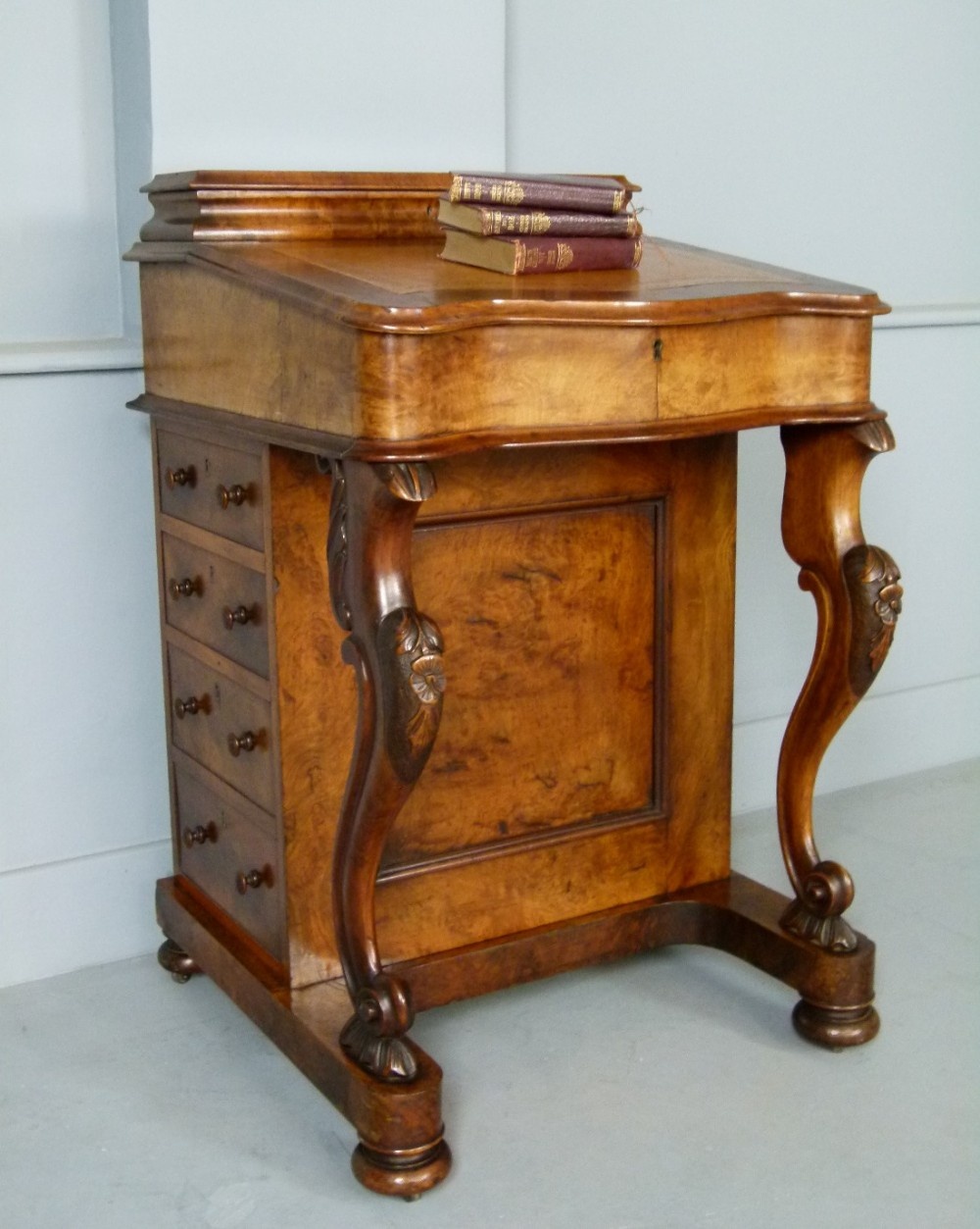 Quality Victorian Burr Walnut Davenport Desk c1860