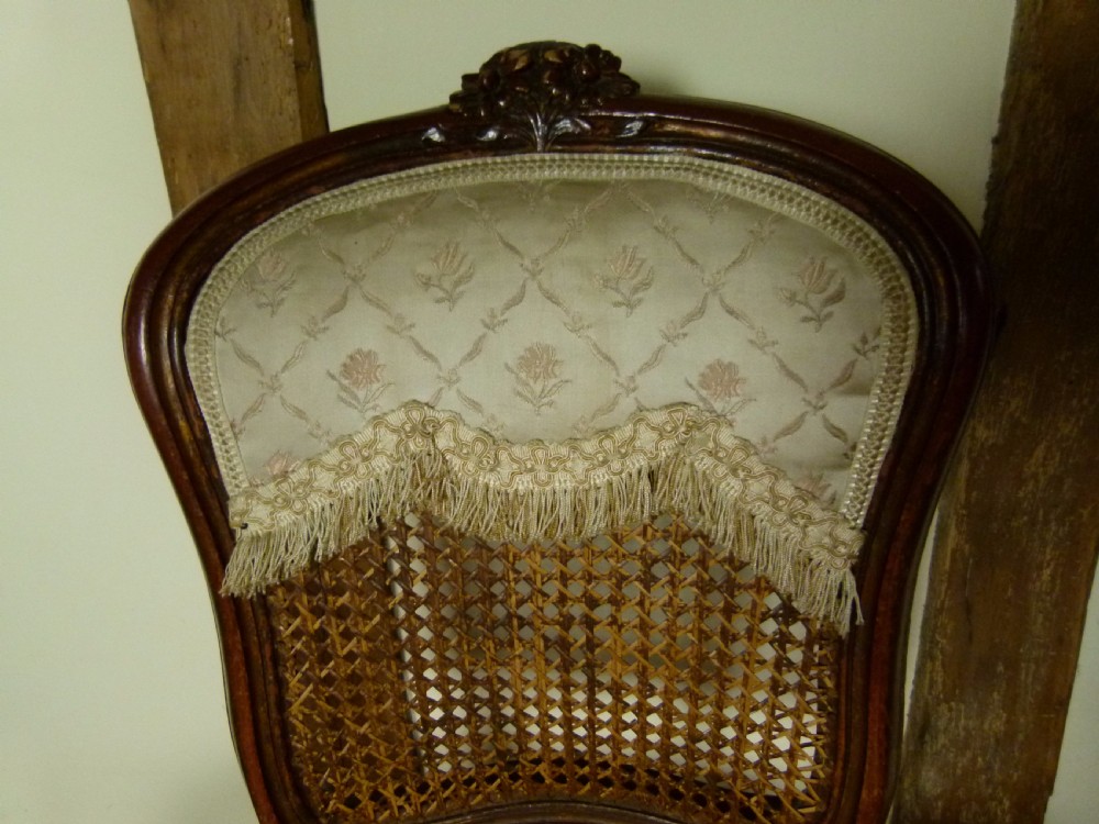 Pretty Pair Of French Louis XV Caned Chairs Original Paint View X