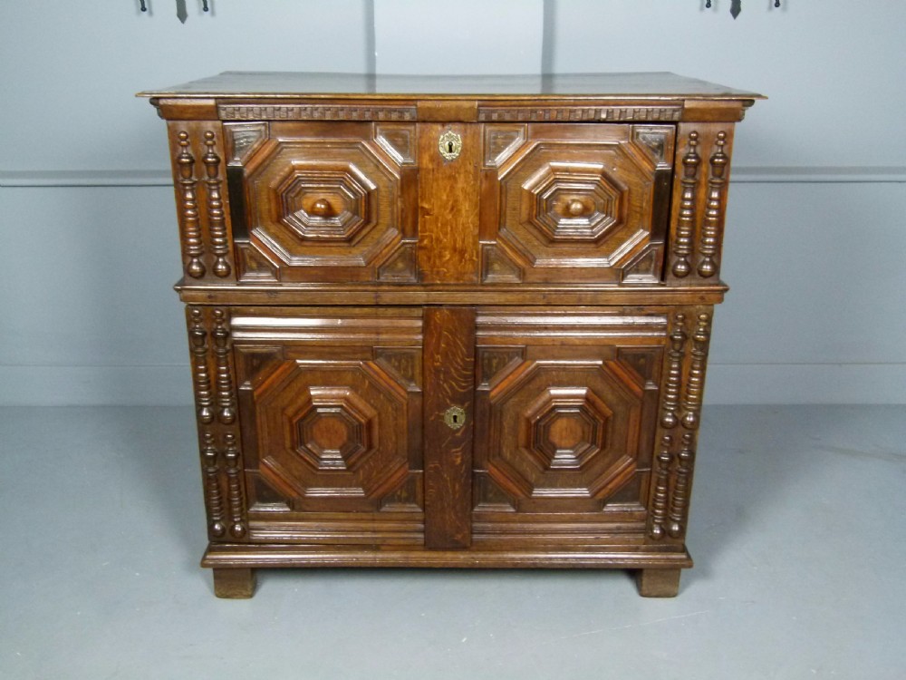 Rare 17th Century Jacobean Two Part Oak Chest Of Drawers View III