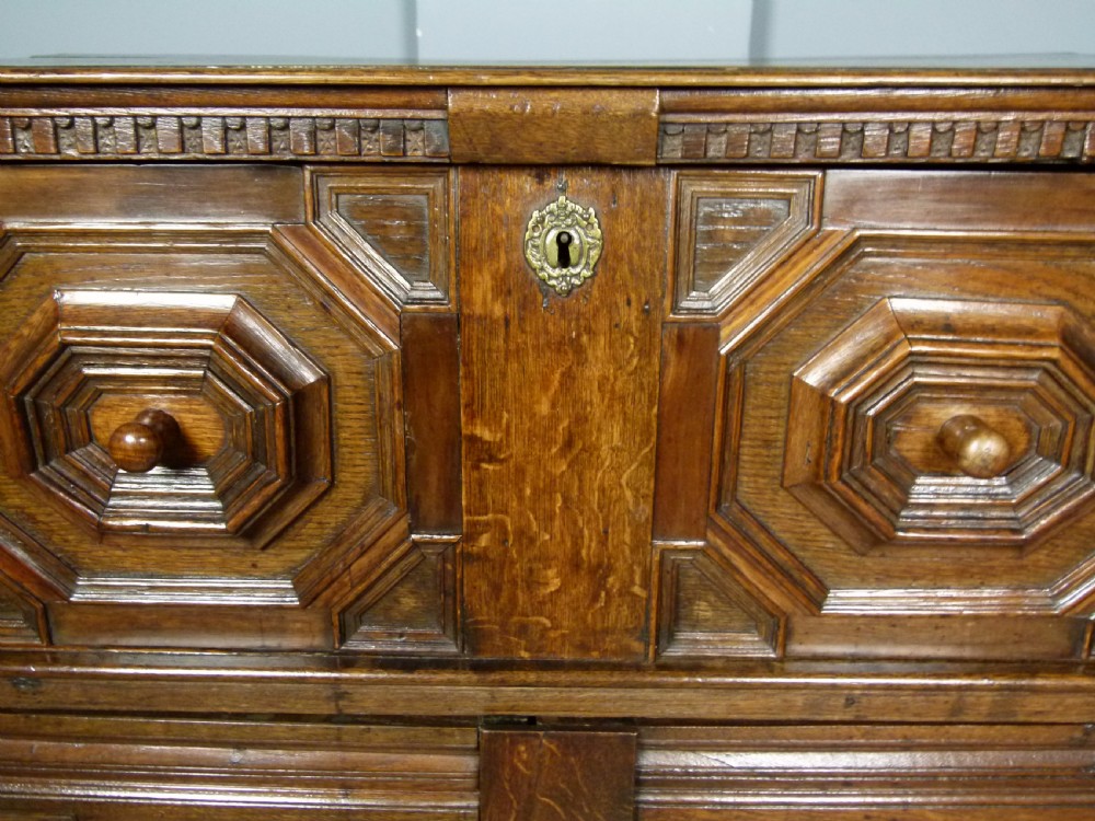Rare 17th Century Jacobean Two Part Oak Chest Of Drawers View V