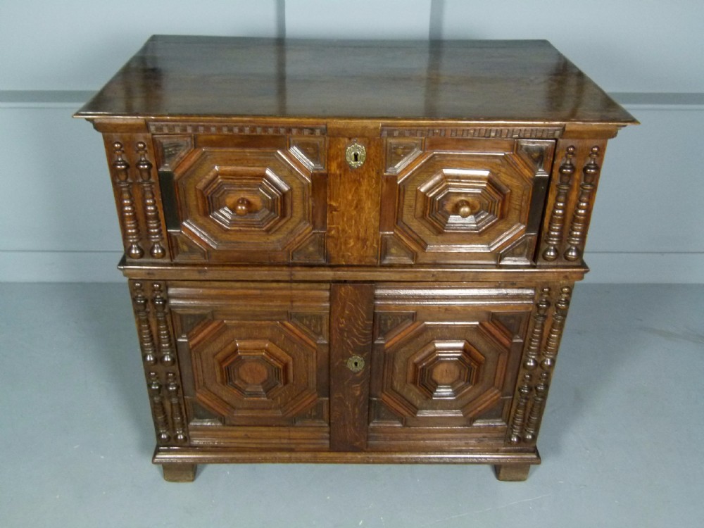Rare 17th Century Jacobean Two Part Oak Chest Of Drawers View VI