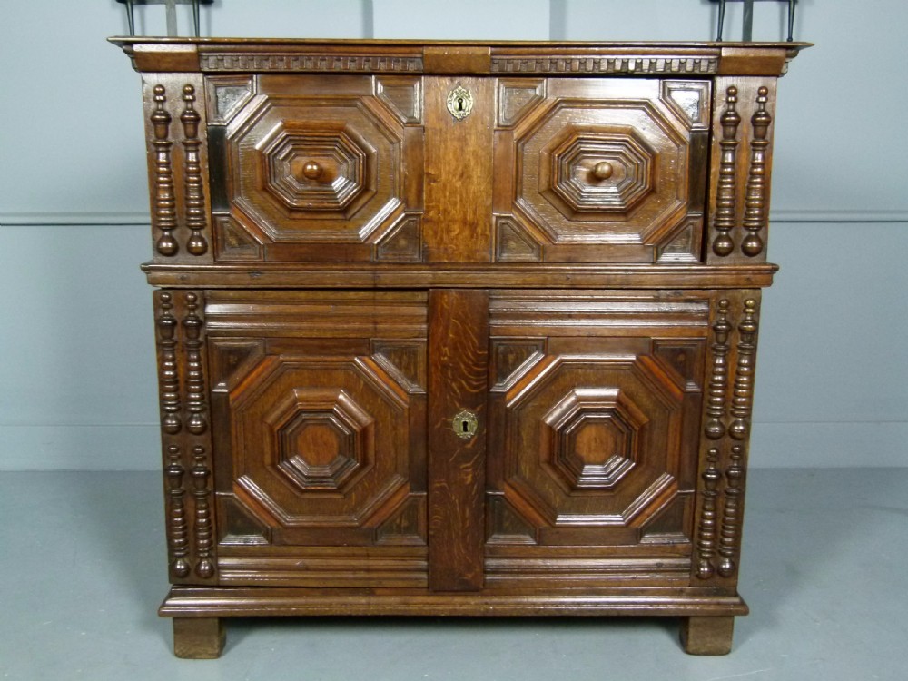 Rare 17th Century Jacobean Two Part Oak Chest Of Drawers View VII