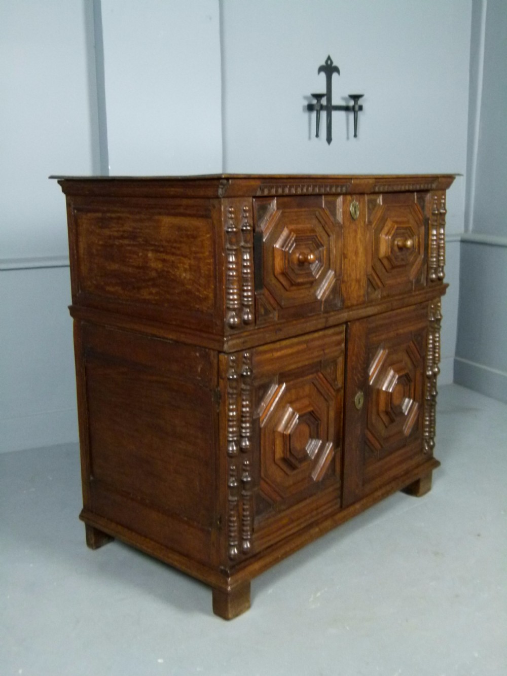 Rare 17th Century Jacobean Two Part Oak Chest Of Drawers View XII