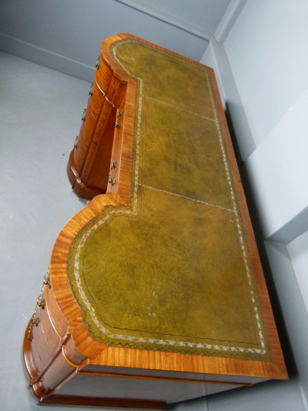 Stunning Edwardian Art Nouveau Satinwood Pedestal Desk View XIV