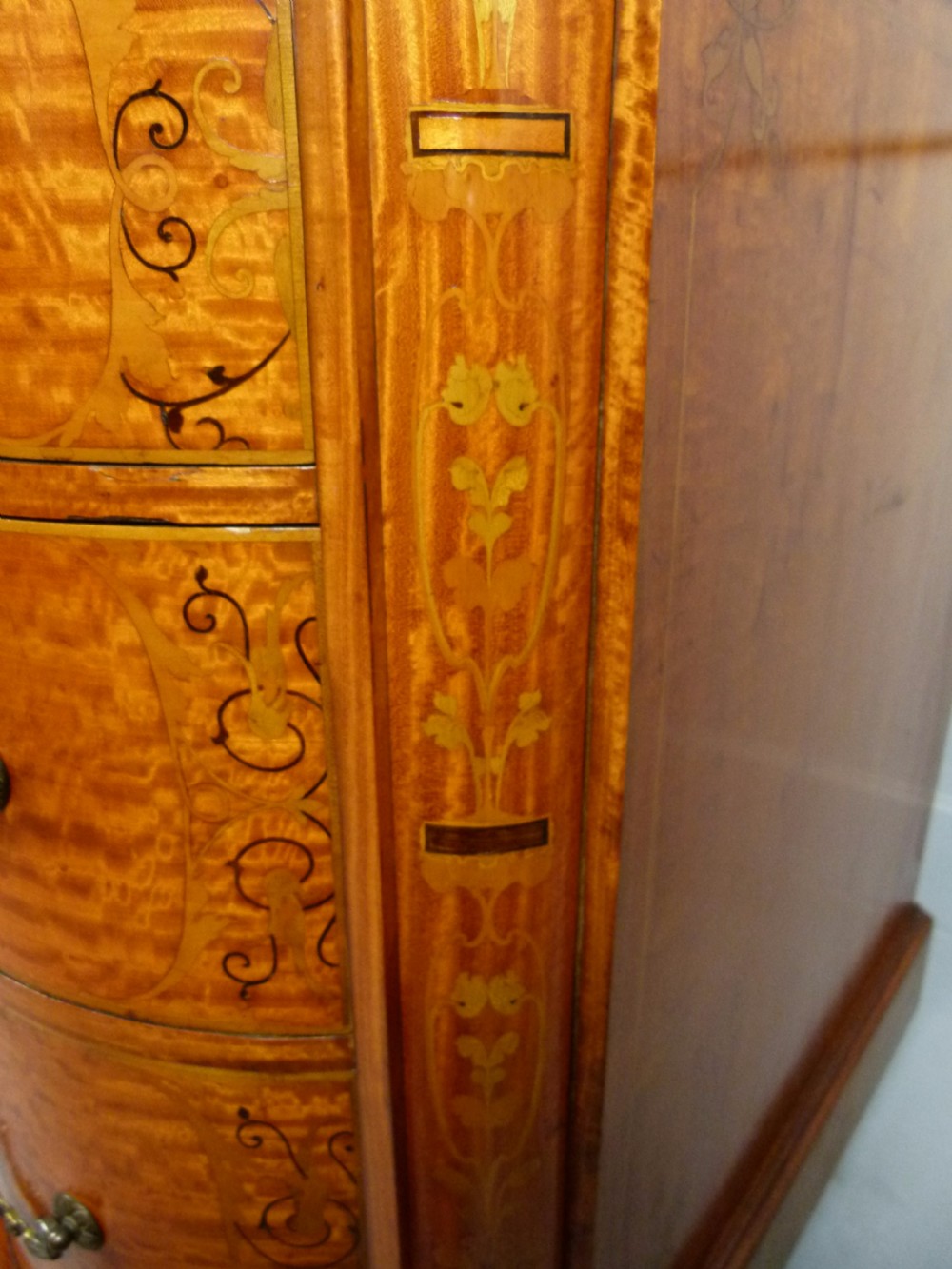 Stunning Edwardian Art Nouveau Satinwood Pedestal Desk View XXIII