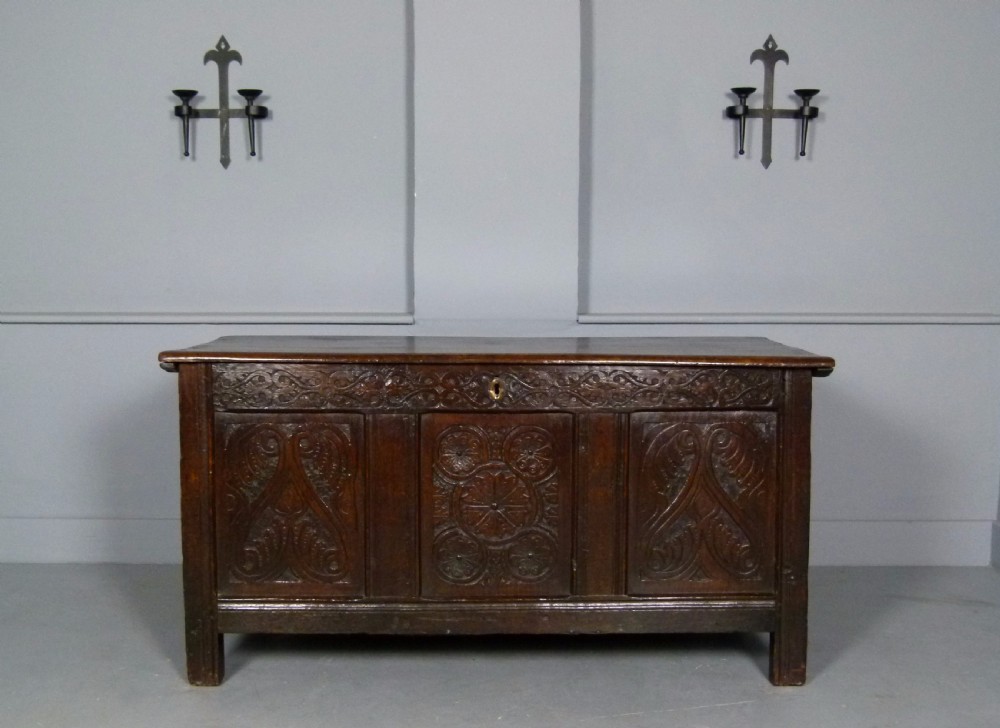 17th Century Carved Oak Coffer Chest