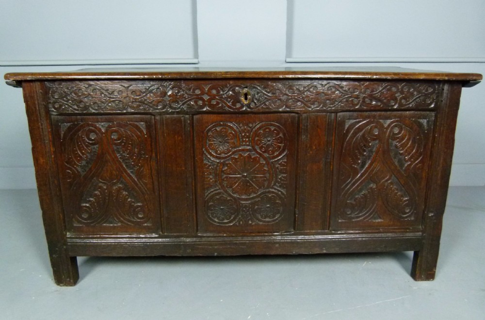 17th Century Carved Oak Coffer Chest View II