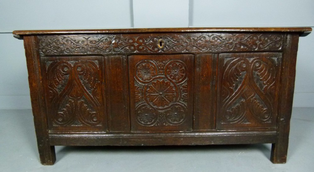 17th Century Carved Oak Coffer Chest View IV