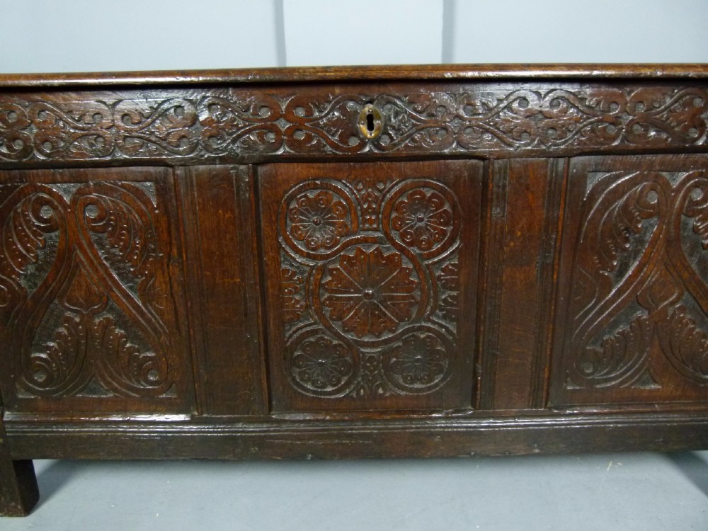 17th Century Carved Oak Coffer Chest View VII