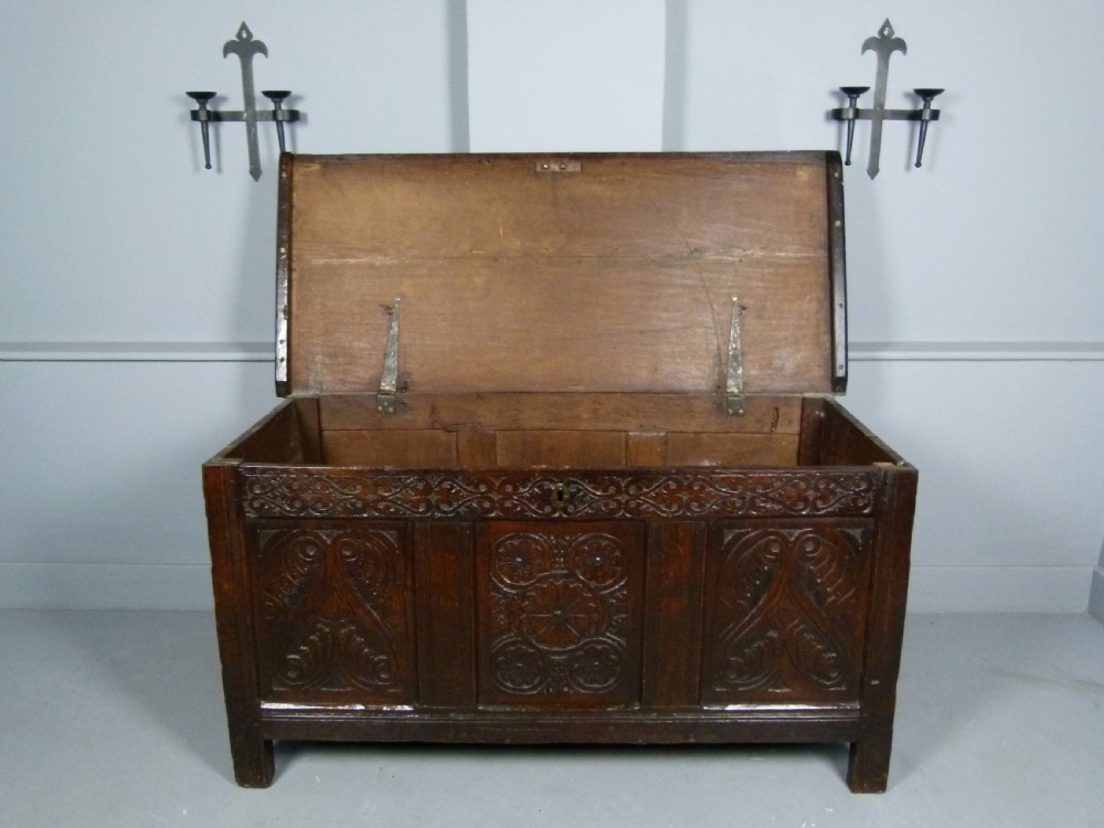 17th Century Carved Oak Coffer Chest View X