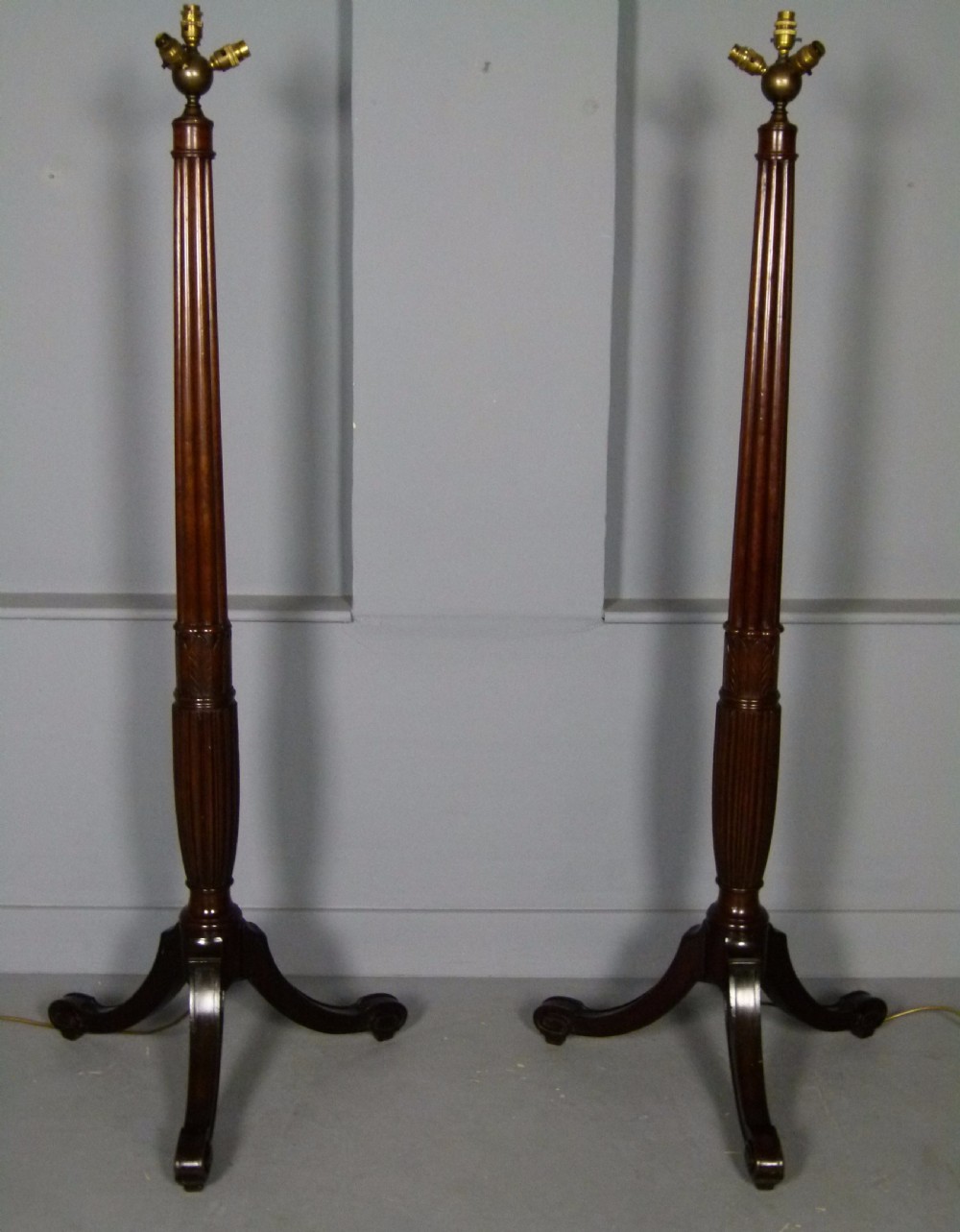 Elegant Pair Of Victorian Mahogany Standard Lamps View II