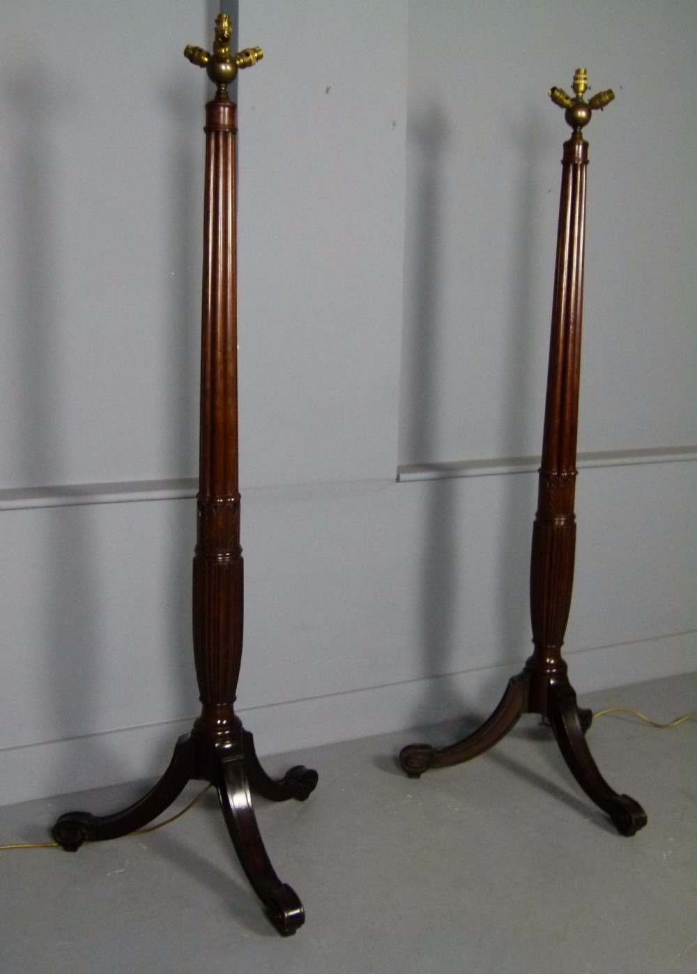 Elegant Pair Of Victorian Mahogany Standard Lamps View XI