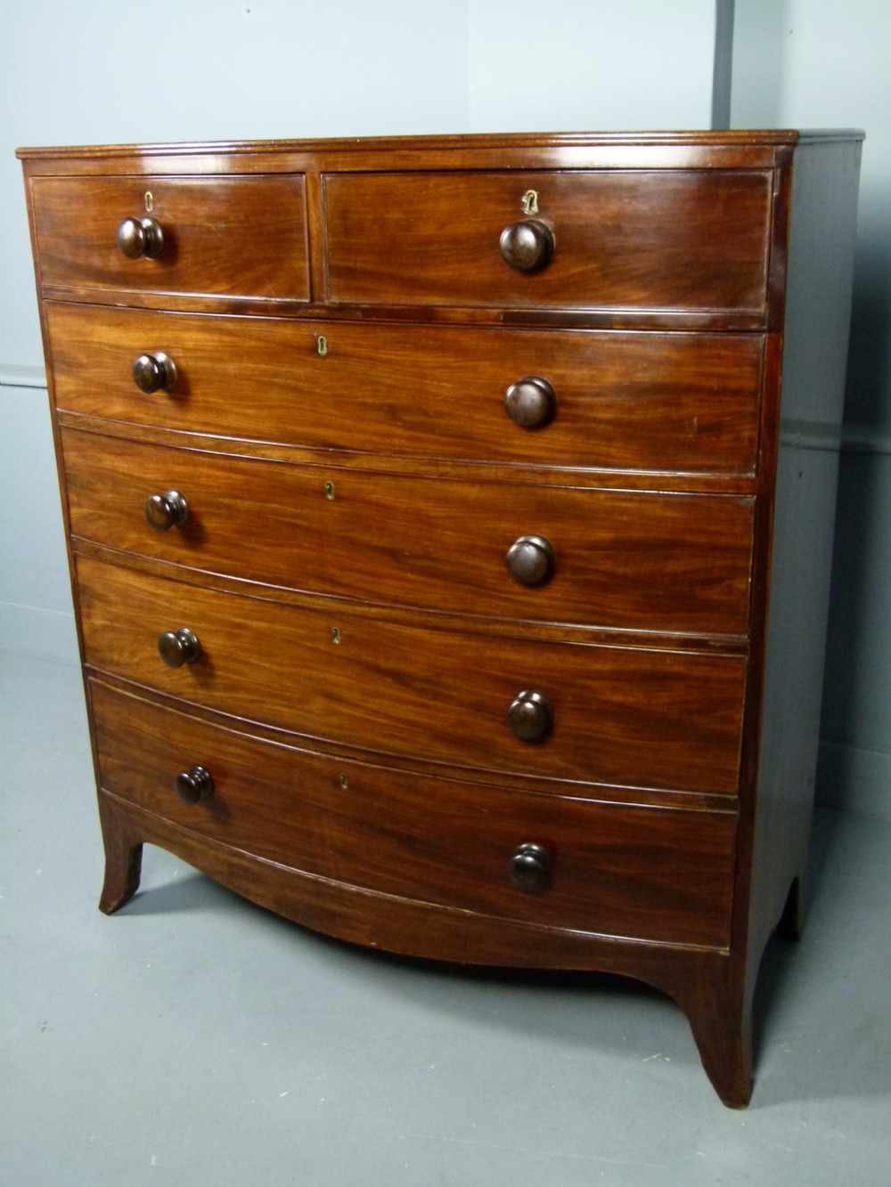 Early Victorian Mahogany Bow-Front Chest Of Drawers View III