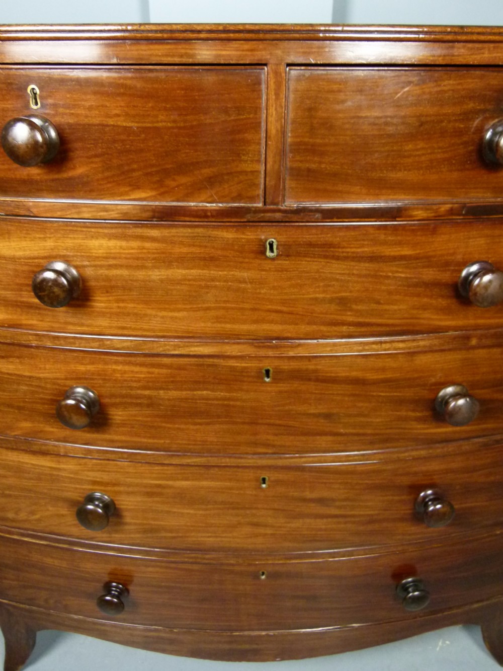 Early Victorian Mahogany Bow-Front Chest Of Drawers View V