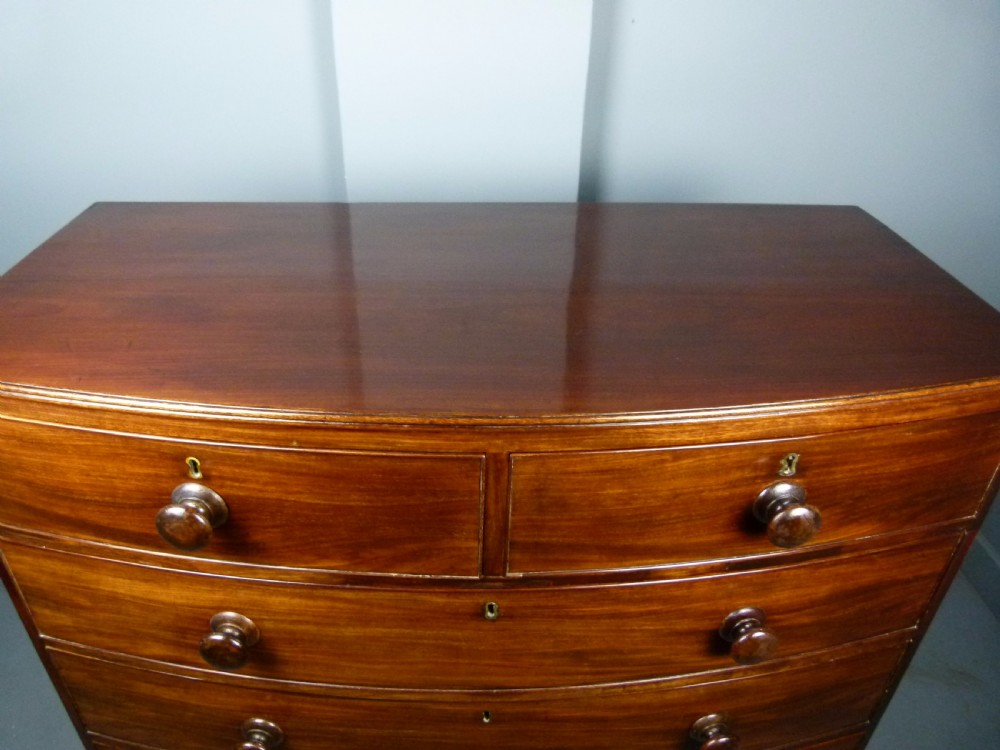 Early Victorian Mahogany Bow-Front Chest Of Drawers View VII