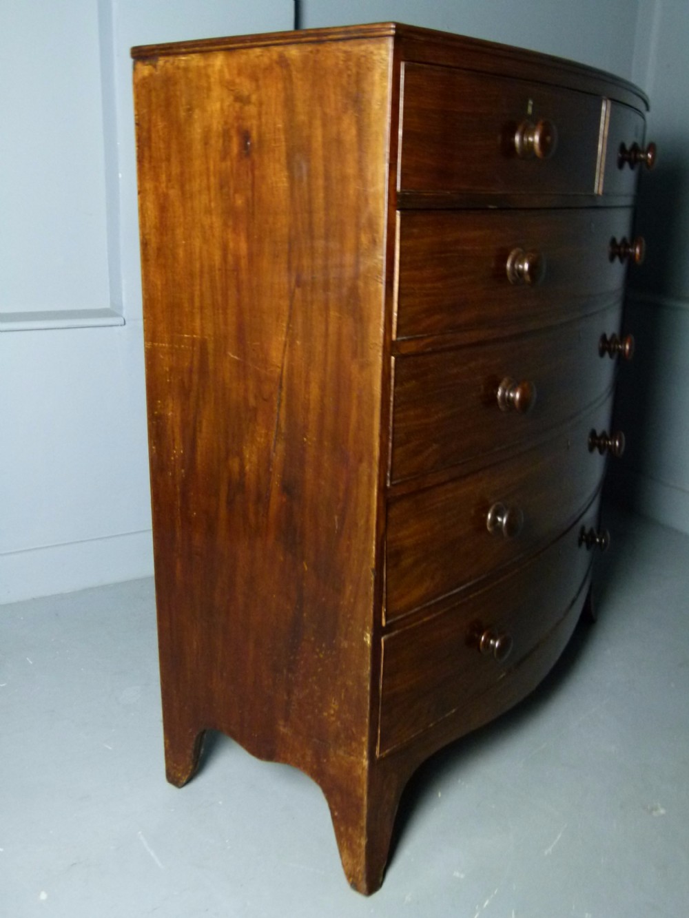 Early Victorian Mahogany Bow-Front Chest Of Drawers View XI