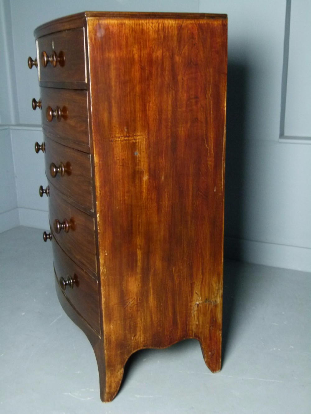Early Victorian Mahogany Bow-Front Chest Of Drawers View XII
