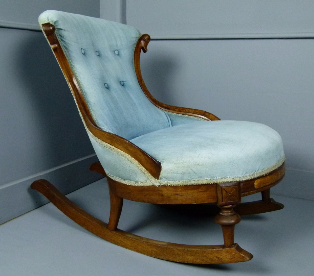 Unusual Victorian Button-Back Tub Rocking Chair