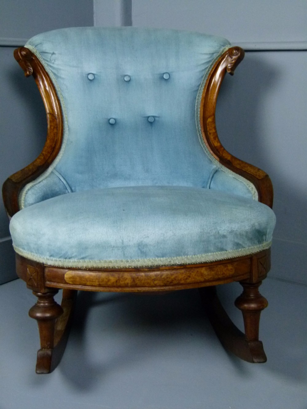 Unusual Victorian Button-Back Tub Rocking Chair View II