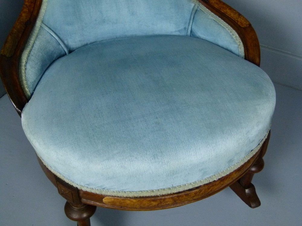 Unusual Victorian Button-Back Tub Rocking Chair View VII