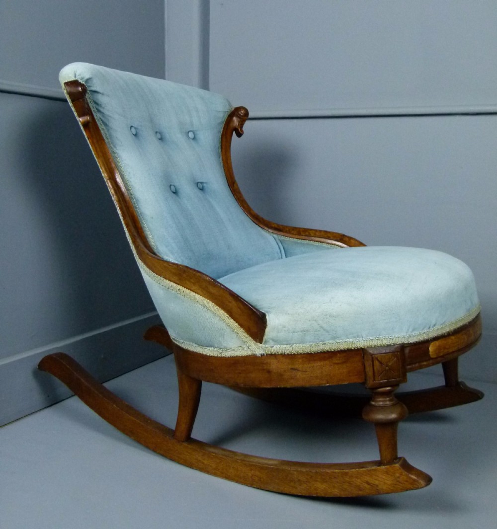 Unusual Victorian Button-Back Tub Rocking Chair View X