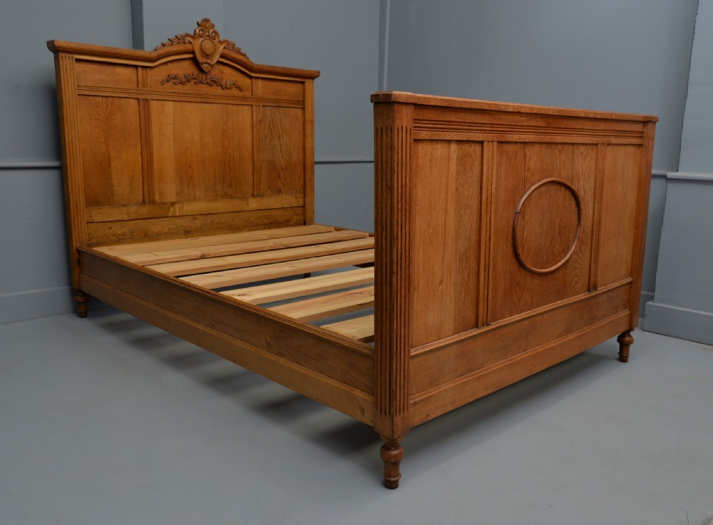 19th Century French Light Oak Double Bed
