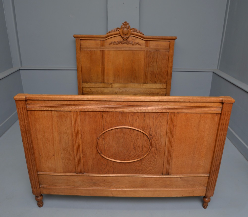 19th Century French Light Oak Double Bed View II