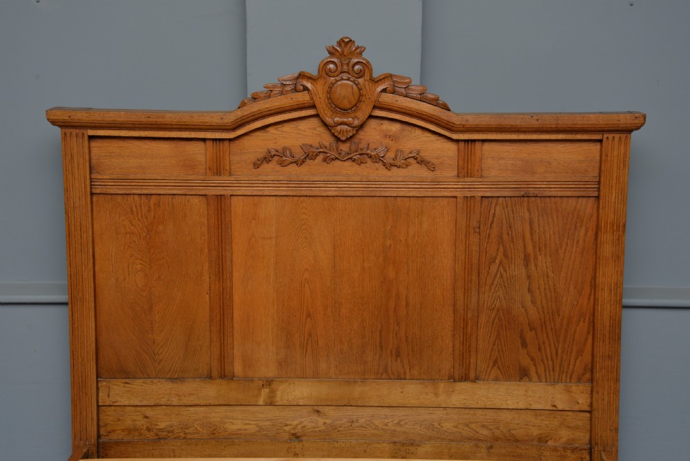 19th Century French Light Oak Double Bed View V