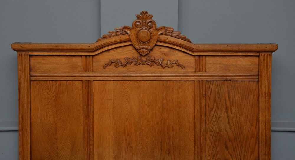 19th Century French Light Oak Double Bed View VI