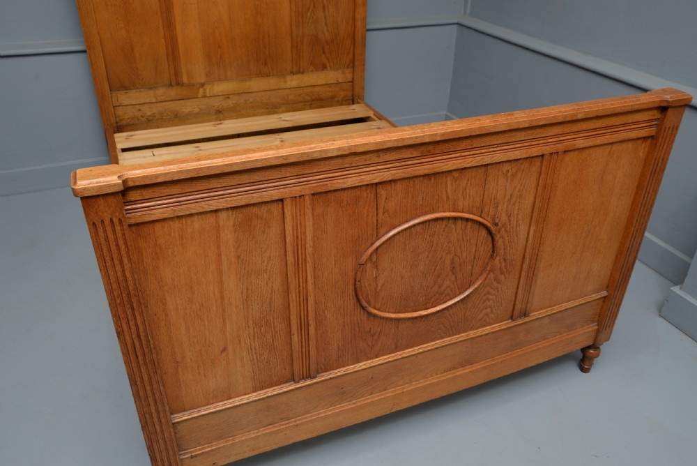 19th Century French Light Oak Double Bed View VII