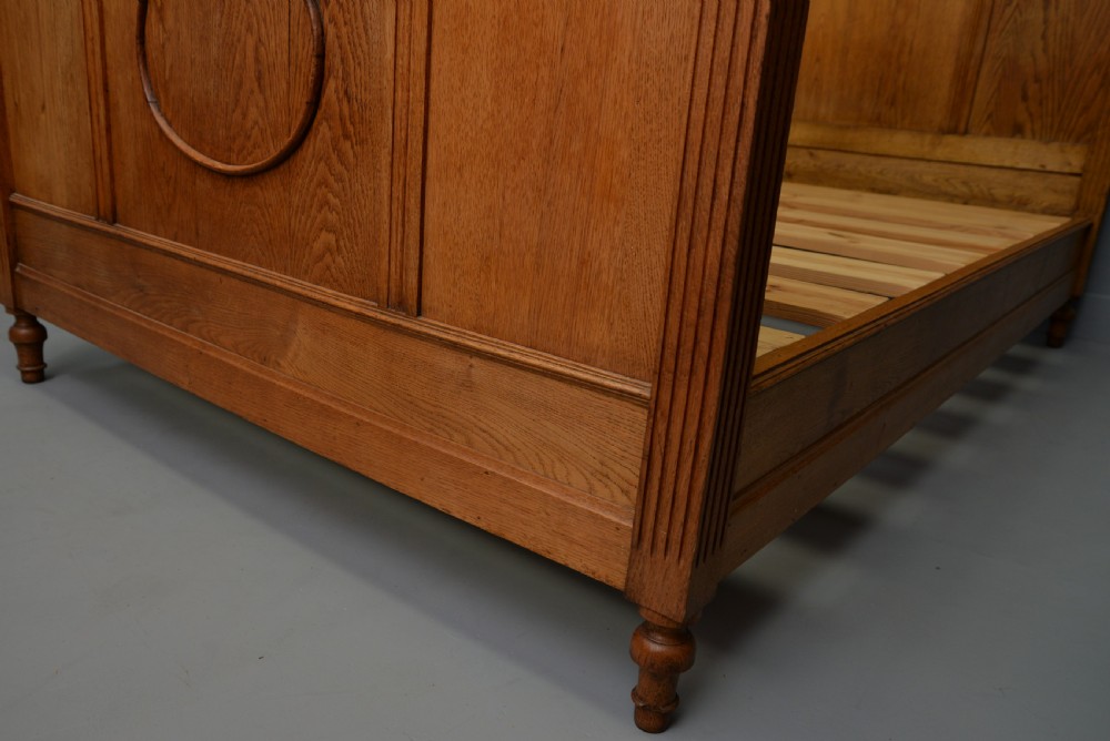 19th Century French Light Oak Double Bed View IX