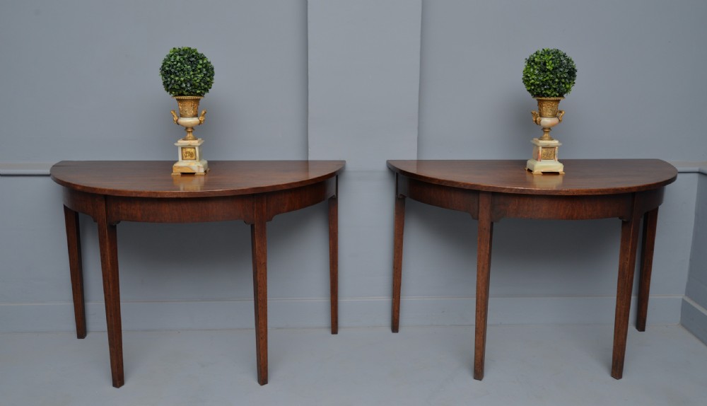 Pair Of Georgian Mahogany Demi-Lune Console Tables View II